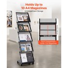 Uimoso Foldable Movable Brochure Rack With 5 Pockets  Magazines And Literature