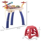 2 In 1 Kids Piano Keyboard Drum Set With Sounds Lights Microphone Stool