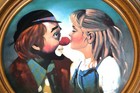 Chuck Oberstein  kiss For A Clown  Plate Hand Signed By Oberstein With Frame
