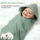 4 Pack Muslin Baby Towels For Newborn Set  100  Cotton 2 Hooded Baby Bath Tow   