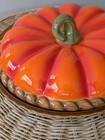 Vintage Ceramic Pumpkin Pie Dish  Pie Keeper Thanksgiving Covered Serving Dish