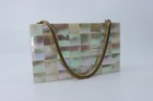 Vtg 1950 s Evening Vanity Mother Of Pearl Purse Minaudiere W compact Lipstick