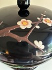 Vintage Japanese Lacquerware Pedestal Bowl With Lid Hand Painted
