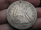 1871 P Seated Liberty Silver Dollar- Philadelphia  Xf Obverse Details
