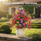 Artificial Petunias With Ground Stake  22  Outdoor Faux Flowers For Garden  Yard