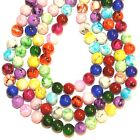 G4222 Assorted Color Marbled Finish 10mm Round Glass Beads 16 