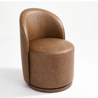 Brown Pu Leather Swivel Accent Barrel Chair  set Of 1 