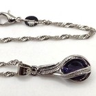 925 Purple Gemstones Silver Necklace Earrings Set Anniversary Birthday Gift