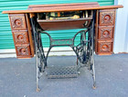 Antique Wrought Iron Singer In Cabinet Sewing Machine  27-4 W  Foot Treadle Wow
