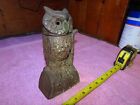 19th C   Painted Cast Iron Mechanical Bank Owl Turns Head