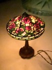 Kummerow Tiffany-style  stained Glass  Table Lamp Rose Bush Shade Miniature 1 12