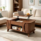 Fluted Lift Top Coffee Table With Storage Rectangle Living Room Furniture