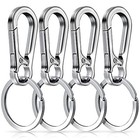 4pcs Keychain Key Ring Carabiner Clip Keyring Chain Fob Holder Silver Metal Usa
