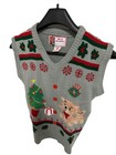 Merry Christmas Ugly Christmas V Neck Sweater Size Small Tree Dog