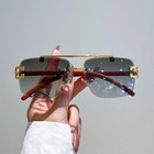Fashion Square Rimless Pilot Sunglasses Mens Women Retro Gradient Shades Glasses