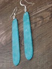 Native American Sterling Silver   Turquoise Slab Earrings - Garcia
