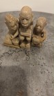 Beige Carved Stone Children Figurine Sculpture Matte Finish Small 4 In Tall