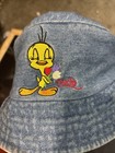 Vintage 1998 Looney Tunes Tweety Bird Denim Bucket Hat Kids