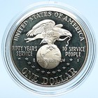 1991 S Us Usa Vintage Uso United Service Org Old Proof Silver Dollar Coin I98989