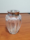 Vintage Victorian Scent Perfume Crystal Bottle 800 Silver Collar No Stopper