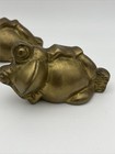 Solid Brass Reclining Frogs Figurine Pair Vintage Paperweights Mcm Cool Vintage