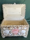 Handmade Coastal Seashell Encrusted Jewelry Box Wooden Nautical Large 8 5    High