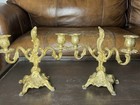 Vintage Pair Of Solid Brass Art Nouveau Candelabras - Made In Italy