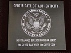 2016 30th Anniversary Of Silver Eagle Coin 2 Oz Silver Bar   Coin Set W box Coa