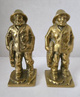 Antique Pair Littco Brass Old Salt Fisherman Bookends 6 