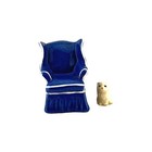 Hagen-renaker Retired Miniature Figurine Tiny Kitten In Blue Chair