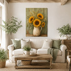Sunflower Wall Art Canvas Rustic Farmhouse Floral Print Country Kitchen Decor