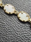 14k Gold Opal Bracelet Oval Link Station 7 5    Vintage Style