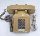 Vintage Cortelco Itt Beige Push Button Desk Telephone With Manual Ringer Adjust