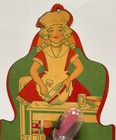 Vintage 1930s 40s Metal Kitchen Wall Sand Egg Timer Cute Girl In Pearls Baking