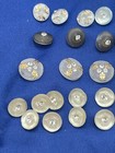 Antique Vintage Frosted Glass Button W rhinestones Gold Luster 5 Sets  Lot 29 Pc