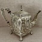 Schofield Sterling Square Architectural Landscape Castle Repousse Footed Teapot