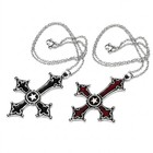 Inverted Cross Pendant Necklace Red Vintage Gothic Punk Fashion Jewelry