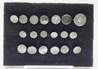 18th Century Colonial Button Shadowbox 19pc Total 7 With Hand Designs 12 Plain