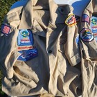 Official Boy  Scouts Short Long Sleeve 1986 Shirt Patches Button Up Collar