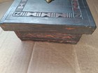 Hand Carved African Wooden Tribal Keepsake Trinket Box Unknown Origin Gold Mask