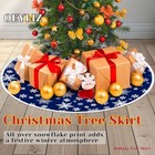 Christmas Tree Skirt 48 Inch Tree Skirt With White Snowflake Printed Dark Blue