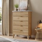 47 2in 5 Drawer Dresser Tall Fluted Chest Of Drawers Wooden Dresser For Bedroom