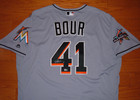 Miami Marlins Justin Bour Game Used Worn 2017 Jersey W 3 Patches Hanshin Tigers