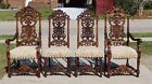 Continental Walnut Heavily Carved Set Of Four Chairs 2 Arm  2 Side