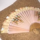 Antique Vintage Japanese Wood   Paper Hand Held Fan Floral Design