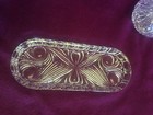 Vanity Set Perfume Bottle Powder Jar  Tray Heavy Crystal Glass 5 Pc Set  Vintage