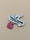 Vintage Celluloid Pin Figural Bambi Dangle With Heart Catskill Game Farm 