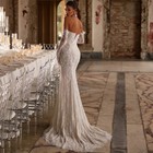 Halter Lace Mermaid Wedding Dress Detachable Long Sleeve Bridal Gown Custom Size