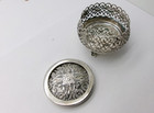        Beautiful Ornate 800 Silver Vintage Filigree Floral - Footed - Trinket Box