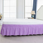 Bed Skirt Polyester Wrap Around Dust Ruffle 15 Inch Drop Elastic Bedding Bed